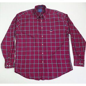 Faconnable Size Large Mens Red Black White Check Embroidered Chest Logo USA Made